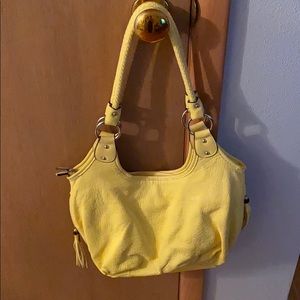 Yellow Suede Hobo with Fringe Tassel Pockets